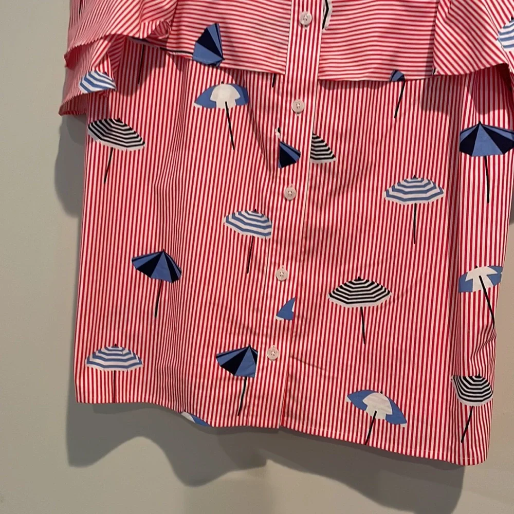 Draper James Summer Umbrella Nellie Cold Shoulder Top Size 4 - Picture 5 of 9